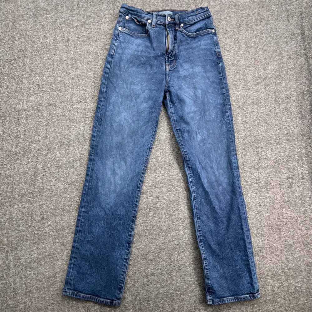 Madewell Womens High Rise Straight Leg Jeans Medium Wash Blue Denim Size 24